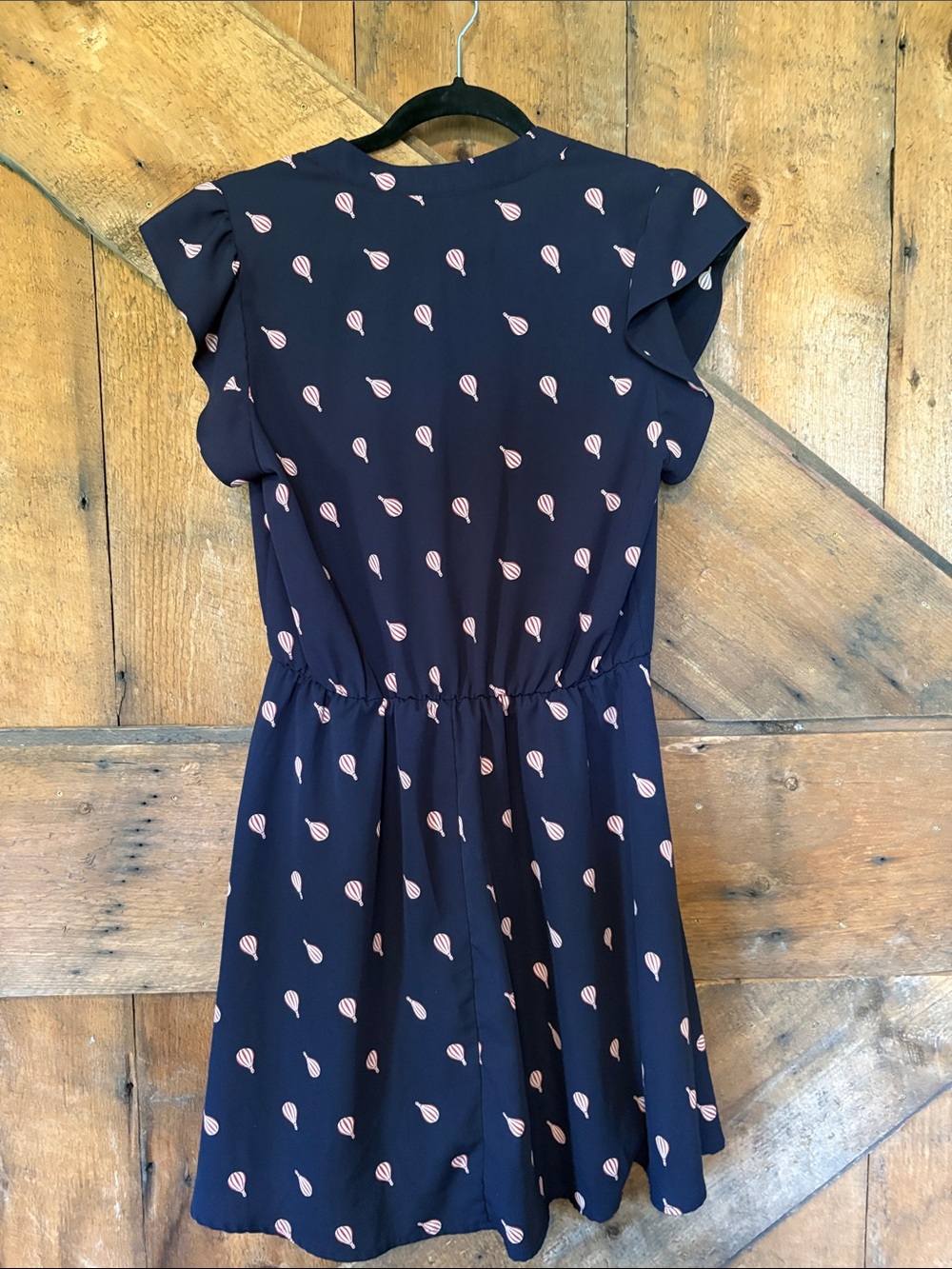 Alice Blue Navy Dress Pink Hot Air Balloon‎ Print Flutter Sleeve D95064-E Small - Picture 4 of 7